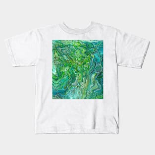 Paint pour abstract greens Kids T-Shirt